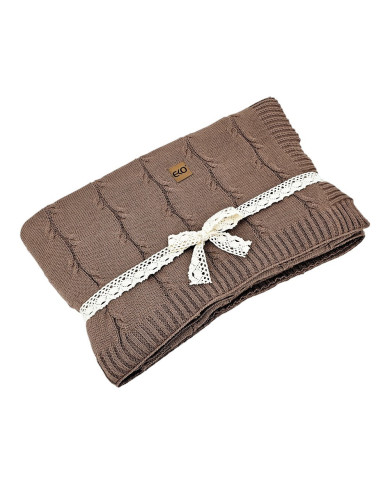 Koc dzianinowy Bawełna+Kaszmir 150x200 cm – ROMA CHOCOLATE