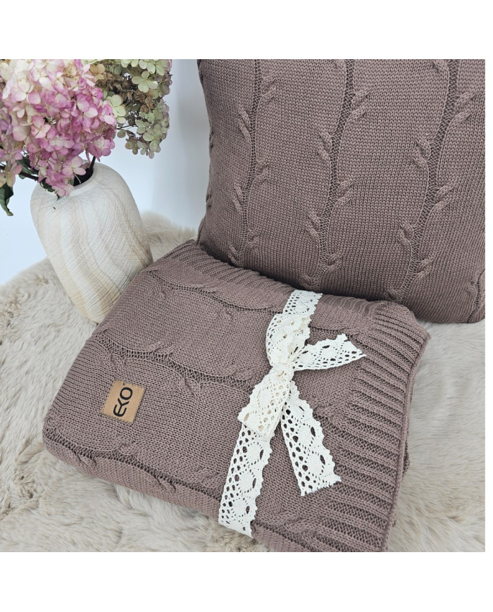 Knitted blanket Cotton+Cashmere 150x200 cm - ROMA CHOCOLATE