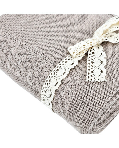 MERINO wool knitted blanket 150x200 cm - FLORENCE NUDE