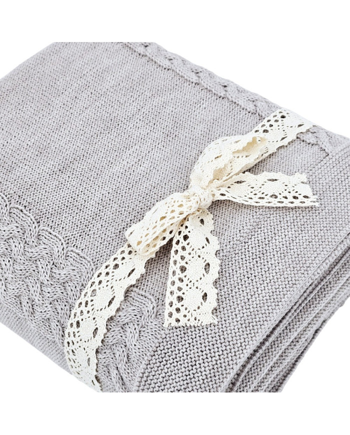 MERINO wool knitted blanket 150x200 cm - FLORENCE SAND