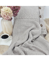 MERINO wool knitted blanket 150x200 cm - FLORENCE SAND