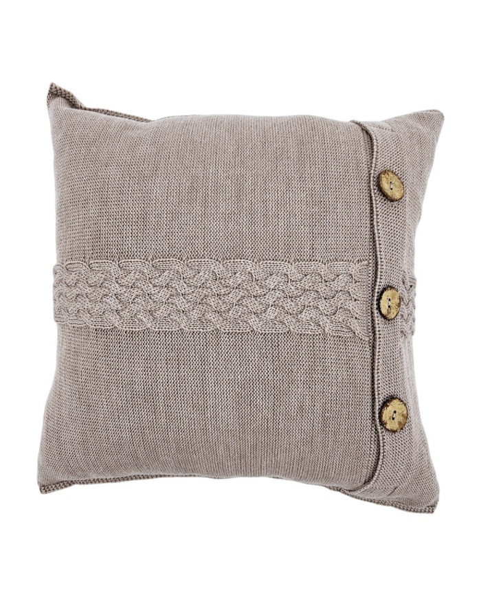 Poszewka dzianinowa na poduszkę z wełny Merino 45x45 cm – FLORENCE  TAUPE