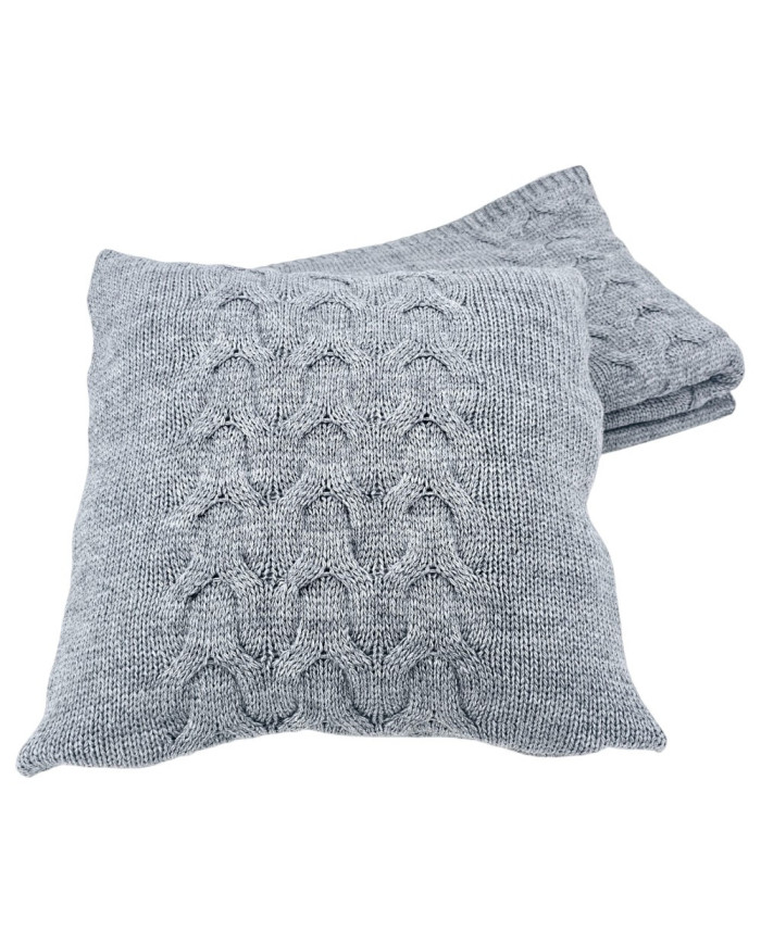 Knitted blanket and pillow set with wool - SET AREZZO POPIEL