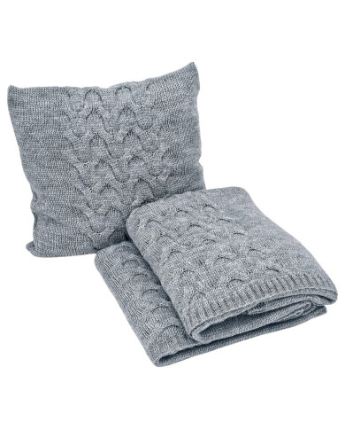 Knitted blanket and pillow set with wool - SET AREZZO POPIEL