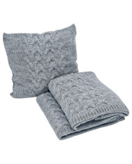 Knitted blanket and pillow set with wool - SET AREZZO POPIEL