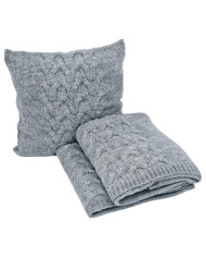 Knitted blanket and pillow set with wool - SET AREZZO POPIEL