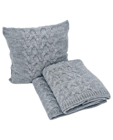 Knitted blanket and pillow set with wool - SET AREZZO POPIEL