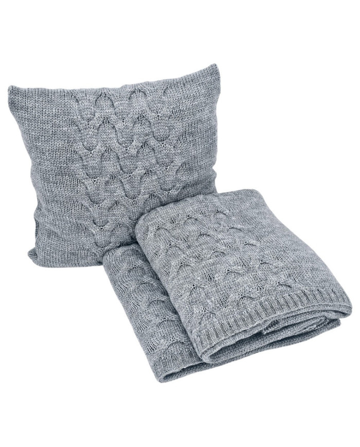 Knitted blanket and pillow set with wool - SET AREZZO POPIEL