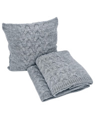 Knitted blanket and pillow set with wool - SET AREZZO POPIEL
