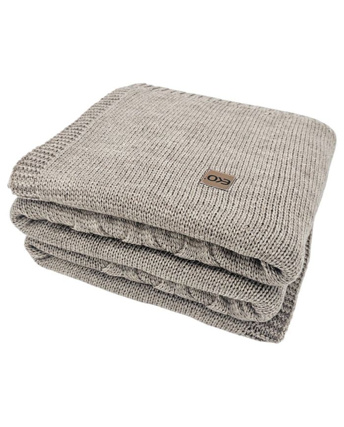 Knitted blanket and pillow set with wool - SET AREZZO TAUPE