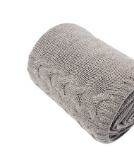 Komplet Koc i poduszka dzianinowa z wełną – SET AREZZO TAUPE