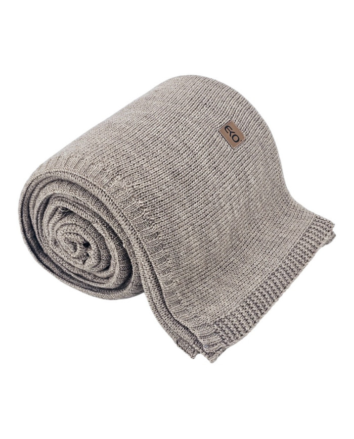 Komplet Koc i poduszka dzianinowa z wełną – SET AREZZO TAUPE