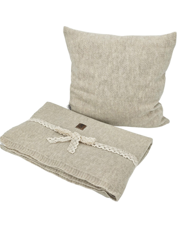 Knitted blanket and cushion set - SET MILANO LATTE