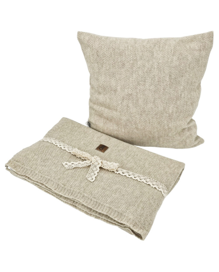 Knitted blanket and cushion set - SET MILANO LATTE