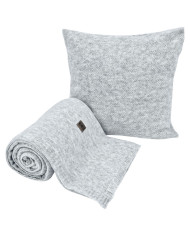 Komplet koc i poduszka dzianinowa - SET MILANO PEARL