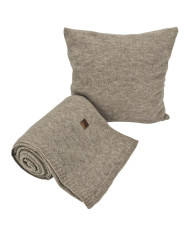 Komplet koc i poduszka dzianinowa - SET MILANO TAUPE