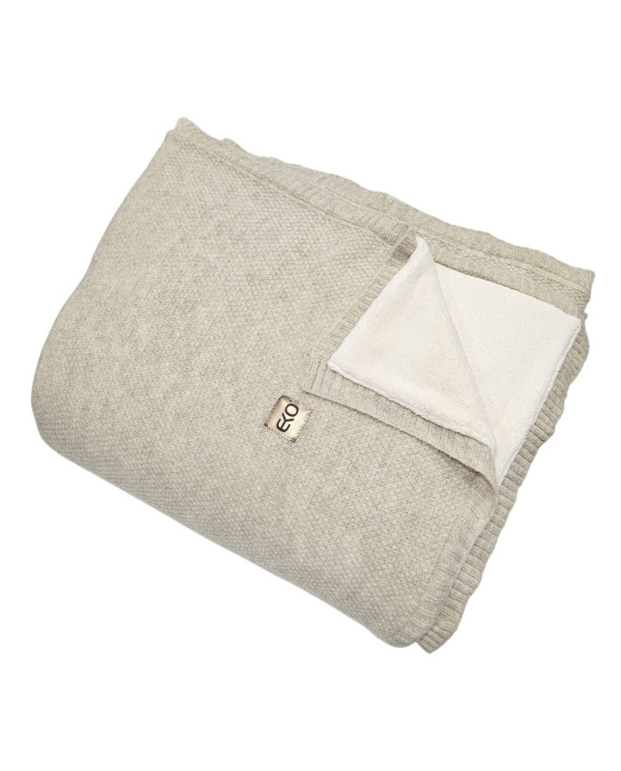 Knitted set Blanket with fur lining and Pillow - SET MILANO DUO LATTE