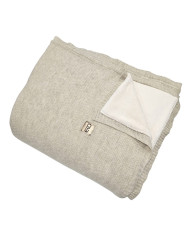 Knitted set Blanket with fur lining and Pillow - SET MILANO DUO LATTE