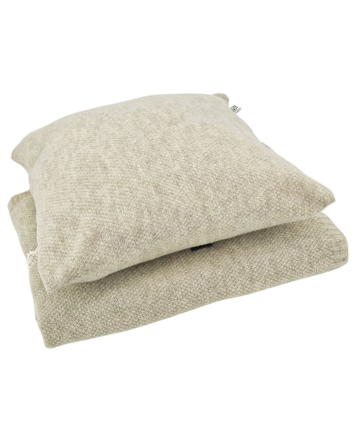 Knitted set Blanket with fur lining and Pillow - SET MILANO DUO LATTE
