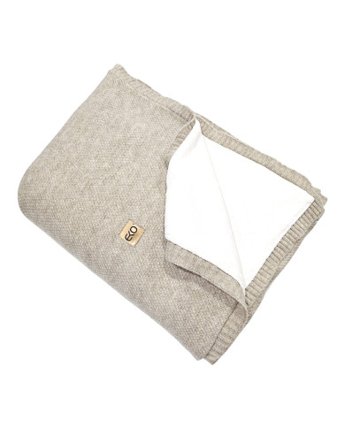 Knitted set Blanket with fur lining and Pillow - SET MILANO DUO TAUPE