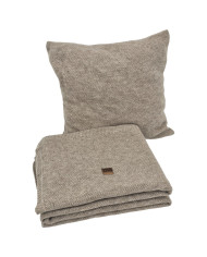 Knitted set Blanket with fur lining and Pillow - SET MILANO DUO TAUPE