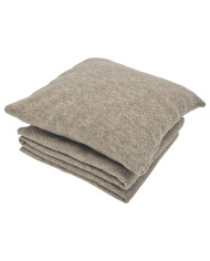 Knitted set Blanket with fur lining and Pillow - SET MILANO DUO TAUPE