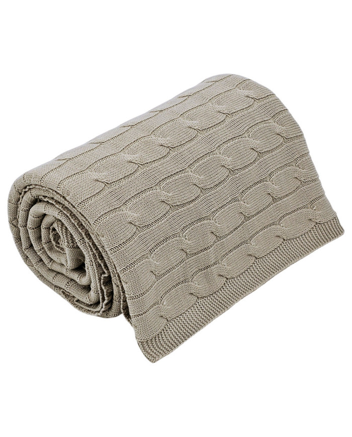 Knitted blanket and pillow set with cashmere- SET VERONA LATTE