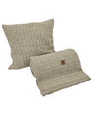 Knitted blanket and pillow set with cashmere- SET VERONA LATTE