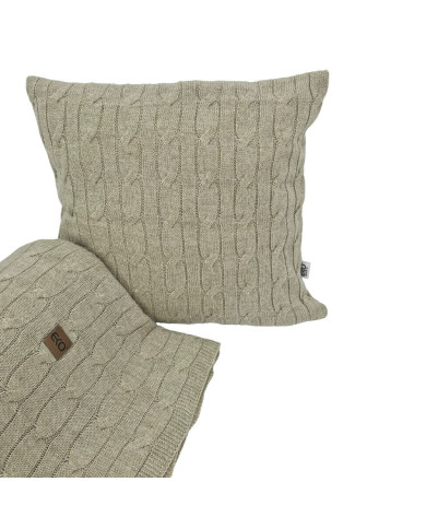 Knitted blanket and pillow set with cashmere- SET VERONA LATTE