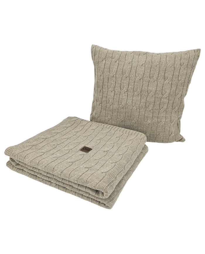 Knitted blanket and pillow set with cashmere- SET VERONA LATTE