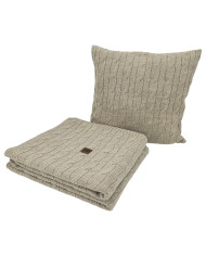 Knitted blanket and pillow set with cashmere- SET VERONA LATTE