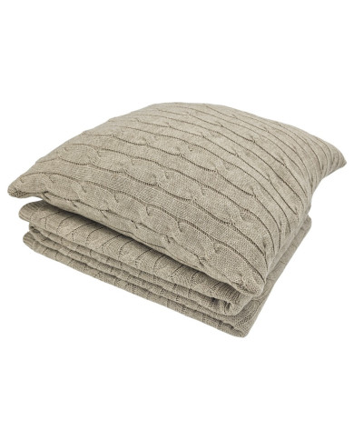 Knitted blanket and pillow set with cashmere- SET VERONA LATTE