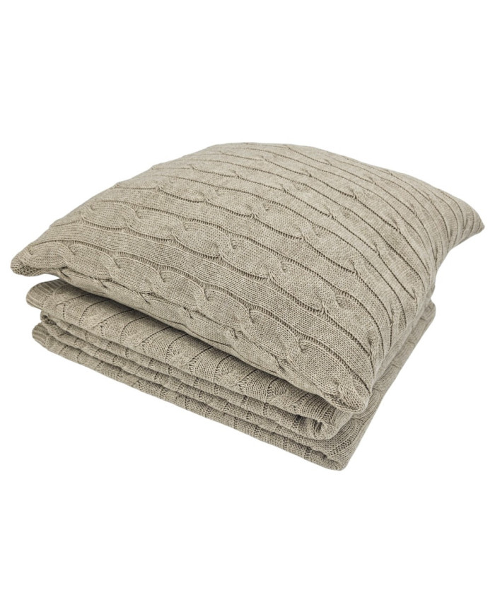 Knitted blanket and pillow set with cashmere- SET VERONA LATTE