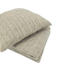 Knitted blanket and pillow set with cashmere- SET VERONA LATTE