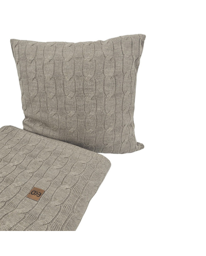 Knitted blanket and pillow set with cashmere- SET VERONA TAUPE