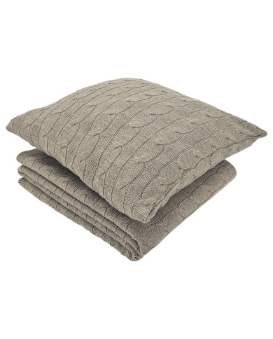 Knitted blanket and pillow set with cashmere- SET VERONA TAUPE