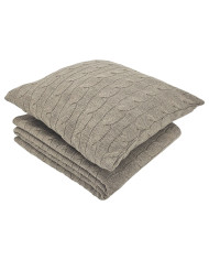 Knitted blanket and pillow set with cashmere- SET VERONA TAUPE