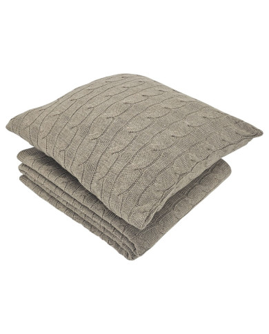 Knitted blanket and pillow set with cashmere- SET VERONA TAUPE
