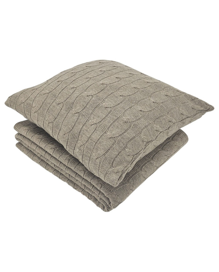 Knitted blanket and pillow set with cashmere- SET VERONA TAUPE