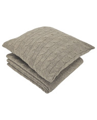 Knitted blanket and pillow set with cashmere- SET VERONA TAUPE