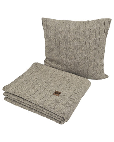 Knitted blanket and pillow set with cashmere- SET VERONA TAUPE