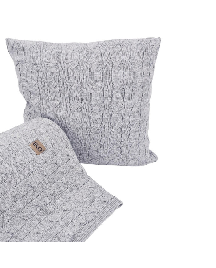 Knitted blanket and pillow set with cashmere- SET VERONA POPIEL