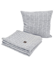 Knitted blanket and pillow set with cashmere- SET VERONA POPIEL