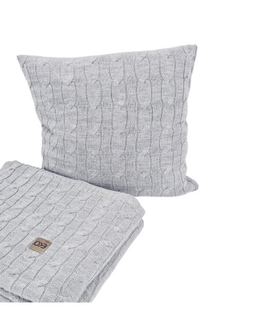 Knitted blanket and pillow set with cashmere- SET VERONA POPIEL