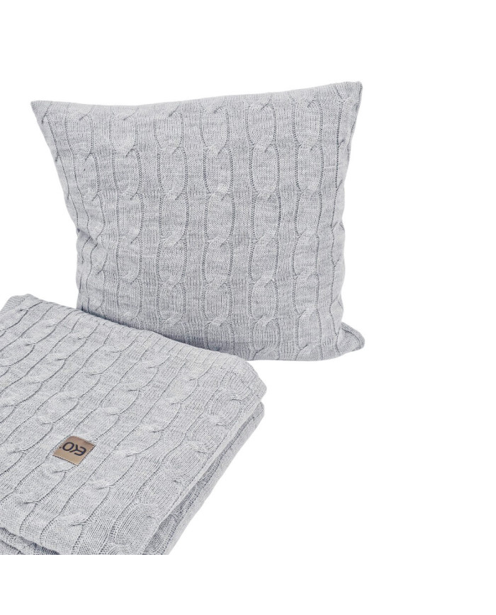 Knitted blanket and pillow set with cashmere- SET VERONA POPIEL