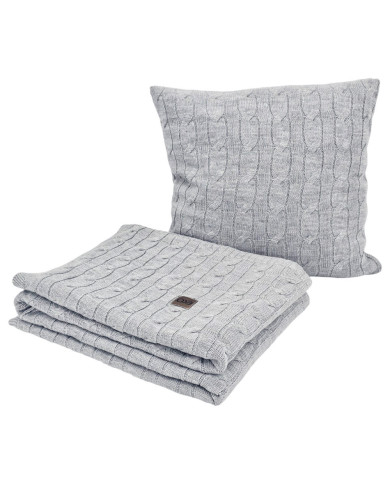 Knitted blanket and pillow set with cashmere- SET VERONA POPIEL
