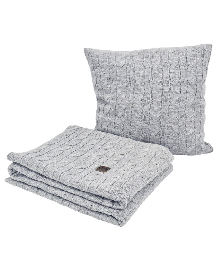 Knitted blanket and pillow set with cashmere- SET VERONA POPIEL