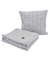 Knitted blanket and pillow set with cashmere- SET VERONA POPIEL