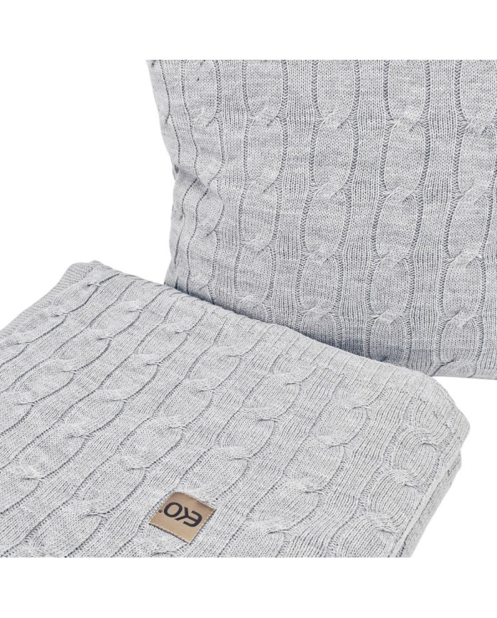 Knitted blanket and pillow set with cashmere- SET VERONA POPIEL