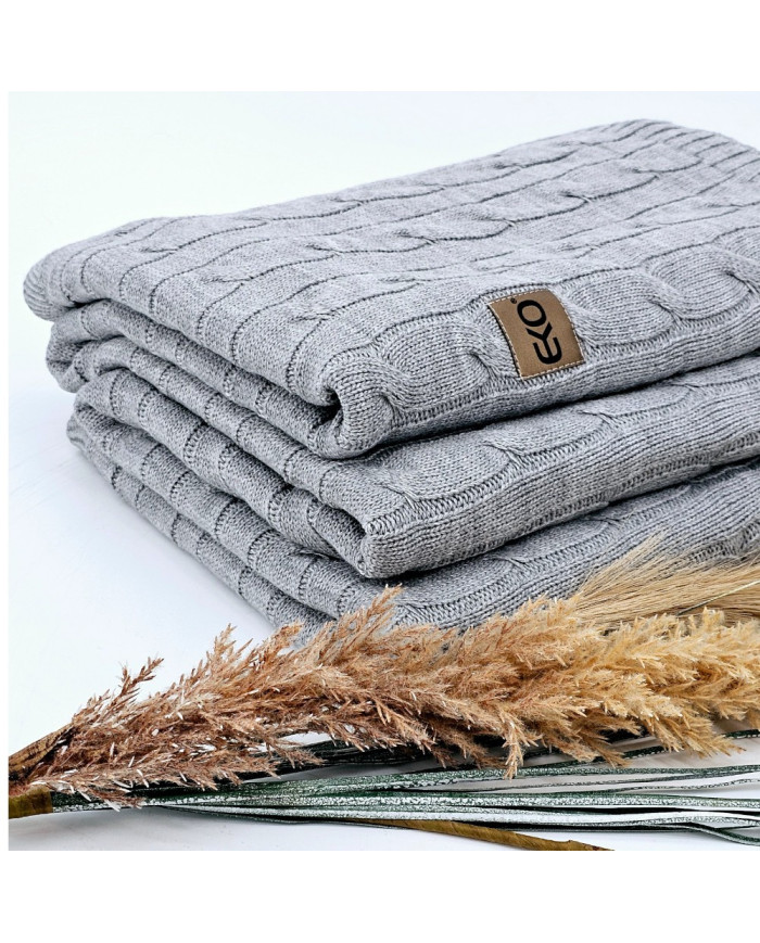 Knitted blanket and pillow set with cashmere- SET VERONA POPIEL